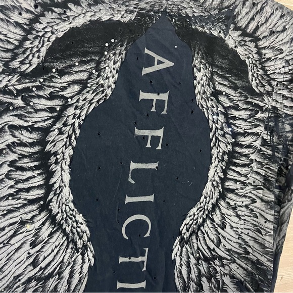 Affliction Women’s Wing Graphic Tee Distressed Angel Wings Rhinestone Shirt Sm - Picture 6 of 6